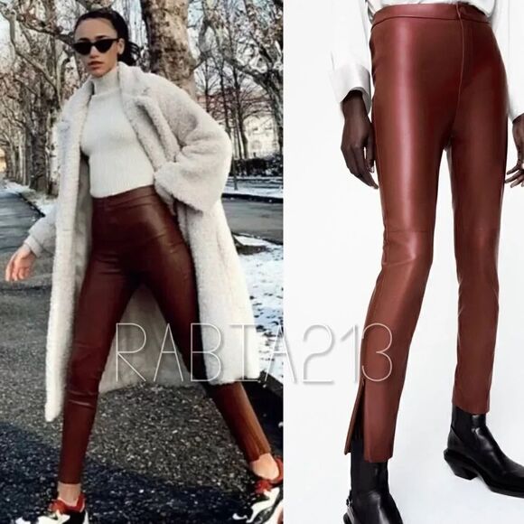ZARA LEATHER LEGGINGS - Picture 1 of 10